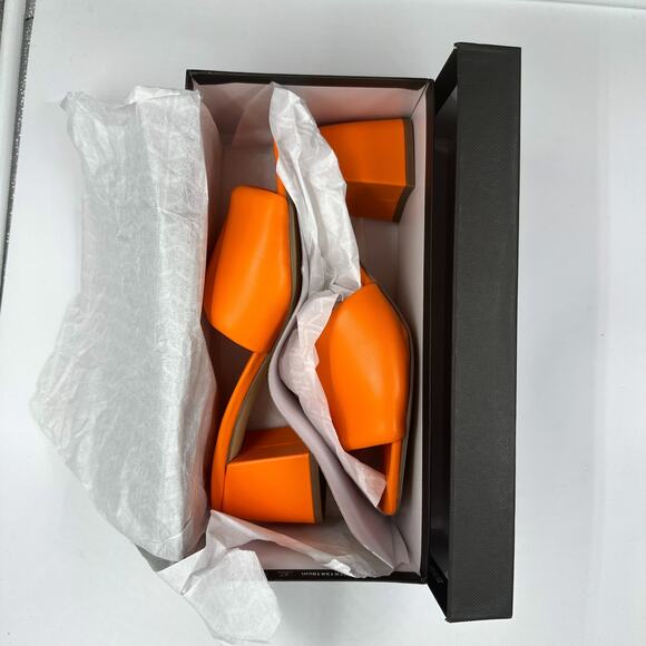 Marc Fisher NOMBRA Block Heeled Slide in Orange US 8 M NEW Minimalist Chic - Picture 6 of 8